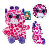 Bicho De Pelucia Girafa Macia Rosa Bebê Olhos Brilhantes