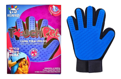  Luva Nano Magnética P/ Tirar Pelos Dos Seus Pets Cães Gatos Cor Azul