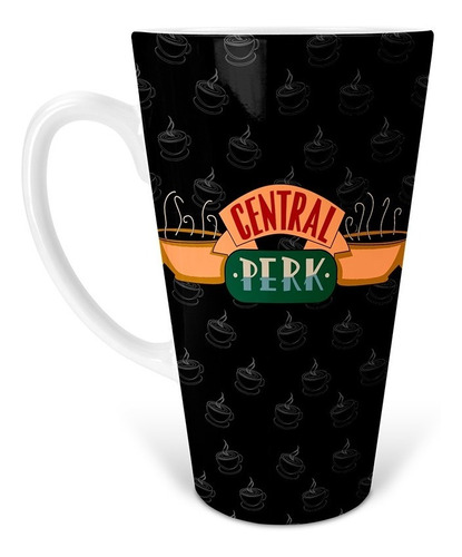 Taza Cónica Cerámica 0.5l Friends Central Perk Negra Latte