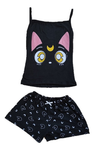 Pijama De Sailor Moon Luna Gato Para Dama (talla Ch - M)
