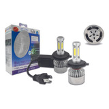 Kit H4 Para Faro Principal Hiper Led 3 Caras Delantero Luz Blanco Cambio Alta Y Baja Anti Niebla Con Ventilador