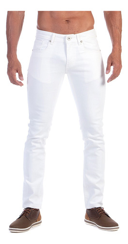 Jeans Pantalón De Mezclilla Stretch Blanco Para Hombre