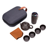 Set De Té Morado Cerámico Portátil Para Viaje Con Tetera, Ta