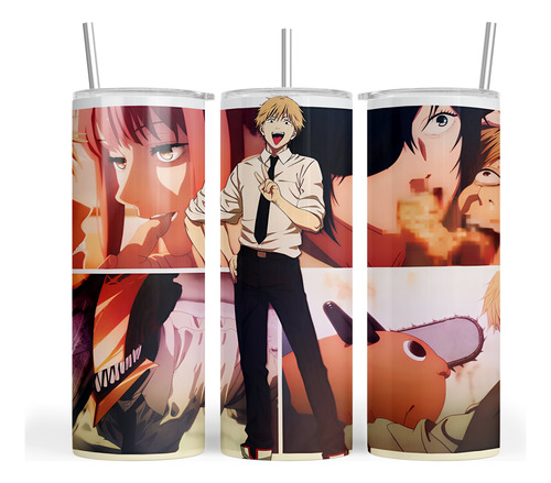 Termo Skinny Starbucks Anime Chainsaw Man Denji Makima Demon