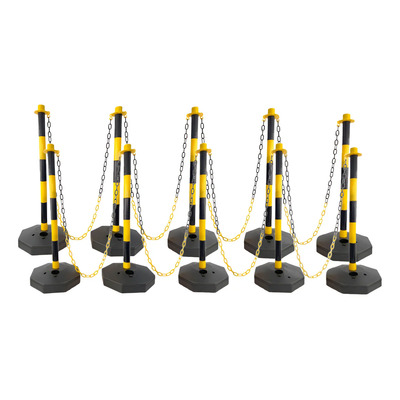 10 Pzs Conos Poste Delineador Tráfico Con Base Rellenable