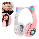 Fone De Ouvido Gamer Over-ear Sem Fio Barato Rosa Led