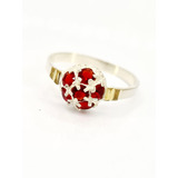 Anillo Frutilla Plata 925 Y Oro Hermosos Delicados 