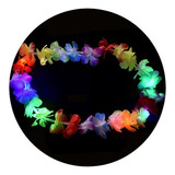 3 Collares Hawaianos Luminosos A Led De Tela Y Canutillos