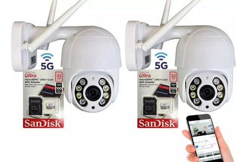 Kit 2 Camera Wifi 5g Yoosee Ip + 2 Cartão De Memória Sd 32gb