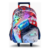 Mochila Infantil Carro Game Over Luz Led Footy 18 Pulgadas Color Rojo Diseño De La Tela Poliéster - Pvc