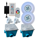 Kit Iluminação 2 Leds 9 W Rgb + Comando Touch E Nicho/fibra