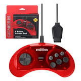 Joystick Sega Genesis Original 6 Botones Arcade Crimson Red