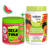 Kit Gelatina + Creme Pentear Melancia Cachos Kids Salon Line