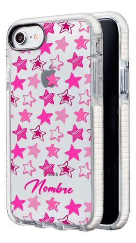 Funda Para iPhone Estrellas Rosas Personalizada Con Nombre