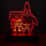 Lampara Led 3d Rgb Holograma Control Bob Esponja Y Patricio