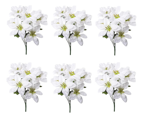Paquete De 6 Arbustos Artificiales De Flor De Pascua 35 Cm 7