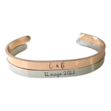 Pulsera Para Pareja Personalizadas Iniciales Grabado Acero