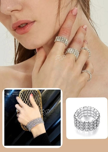 Anillo Y Pulsera Elasticadas Estándar Brillantes Unisex.