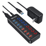 Hub Usb 3.0 Alimentado, Divisor De Concentrador Usb De 8 Pue