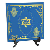 Quadro De Azulejo Judaico Simbolo Hamsa Estrela De Davi