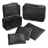 Kit 6 Peças Organizador Bolsa Mala Viagem Mochila Preto 