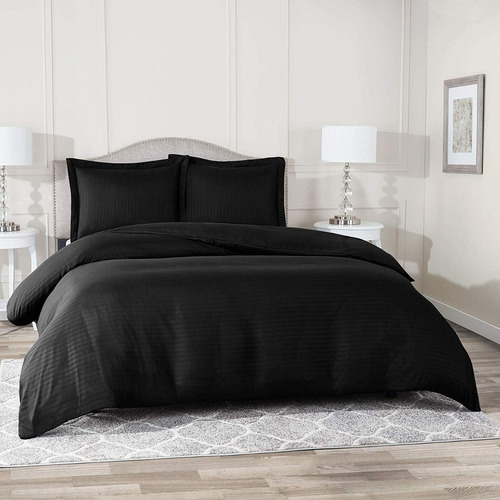 Duvet Cover (forro De Plumon) Doble Blanco Sateen Stripe