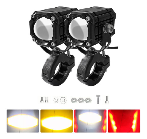 2pzs Faros Auxiliares 4 Modos Doble Color Led Para Auto Moto