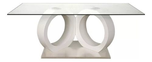 Mesa De Comedor Rectangular Vidrio 2 Metros Moderna Luxury