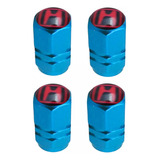 4 Tapones De Válvula Honda Para Llantas Aluminio Azul Claro