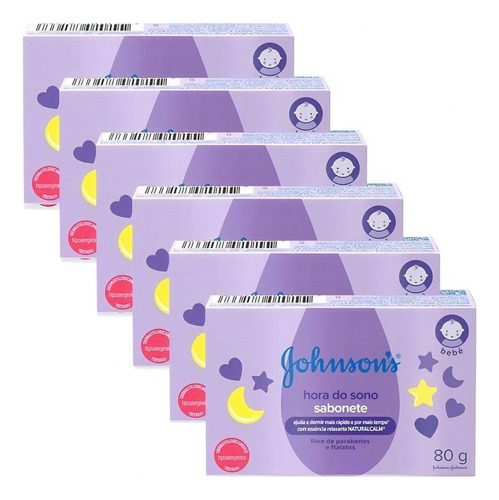 Kit 6 Sabonete Infantil Barra Johnsons Baby  - Hora Do Sono