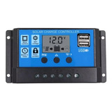 Controlador De Carga Solar 10a 12e24v Pwm C/ 2 Porta Usb Lcd