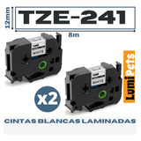 2 Cintas Tze-241 Para Rotuladora Brother Modelo Pt 18mm X 8m