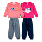 Kit 2 Conjuntos Moletom Infantil Menina Roupa Atacado