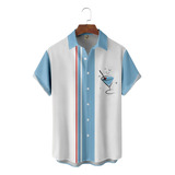Camisa Hawaiana Unisex Azul Cóctel, Camisa De Playa De Veran