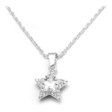 Collar Estrella Con Cubic 45-50cm De Acero Blanco 