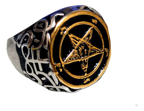 Anel Aço Inox Lúcifer Satan Diabo Pentagrama Supernatural Mc