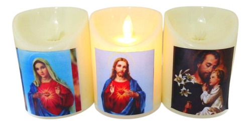 Vela Veladora Velas Virgen Jesús  15cm  Led Luz Decoración 