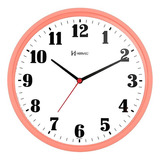 Relógio De Parede Herweg Redondo Para Cozinha Sala 6126 + Cor Da Estrutura Rosa Escuro Cor Do Fundo Branco