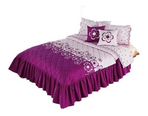 Colcha Floreta Magenta Queen Size + Accesorios Competittion