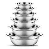 Kit 6 Pz Tazon Bowl Ensaladera Acero Inoxidable Cocina 16-26