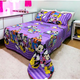 Colcha Cama Sencilla Doble Faz Niña -mickey Mouse 