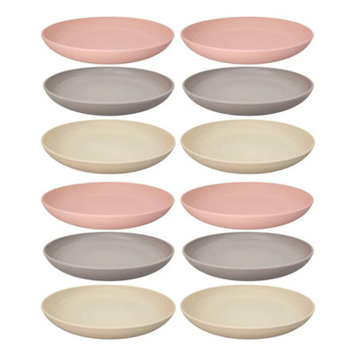 Pratos De Bambu 20cm Kit 12 Peças Prato Sobremesa De Bambu | Frete grátis