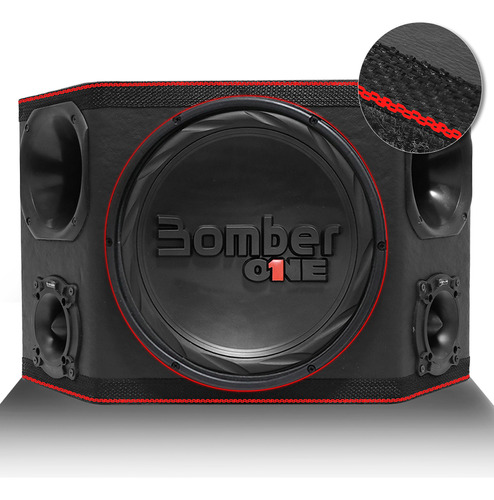 Caixa Som Trio Bomber 600w Subwoofer One 12'' Porta Mala Led