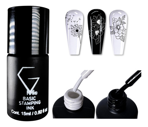 Basic Stamping Ink 15ml 2 Pzas. Color Blanco Y Negro
