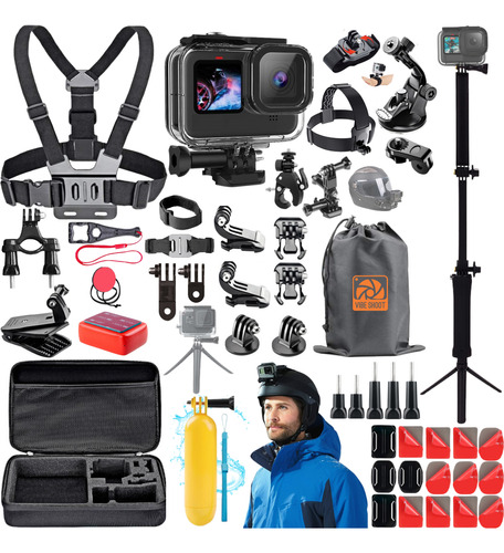 Kit Aventura P Gopro Hero 6 7 Complet Mosquetão Bastão 3 Way