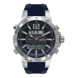 Relógio Condor Masculino Digital Prata - Cobjk657ah/5a Correia Azul Bisel Prateado Fundo Azul