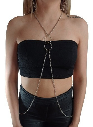 Body Chain De Torso Con Círculos En Plateado.