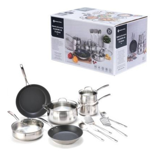 Bateria De Cocina Acero Inoxidable 15 Pzas Mm