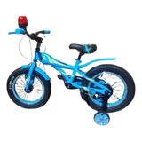 Bicicleta Rodado 16 Cubierta Ancha  1 Casco Celeste Niños