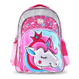 Mochila Escolar Unicornio Luz 45cm Espalda 18 Nena F1963 C